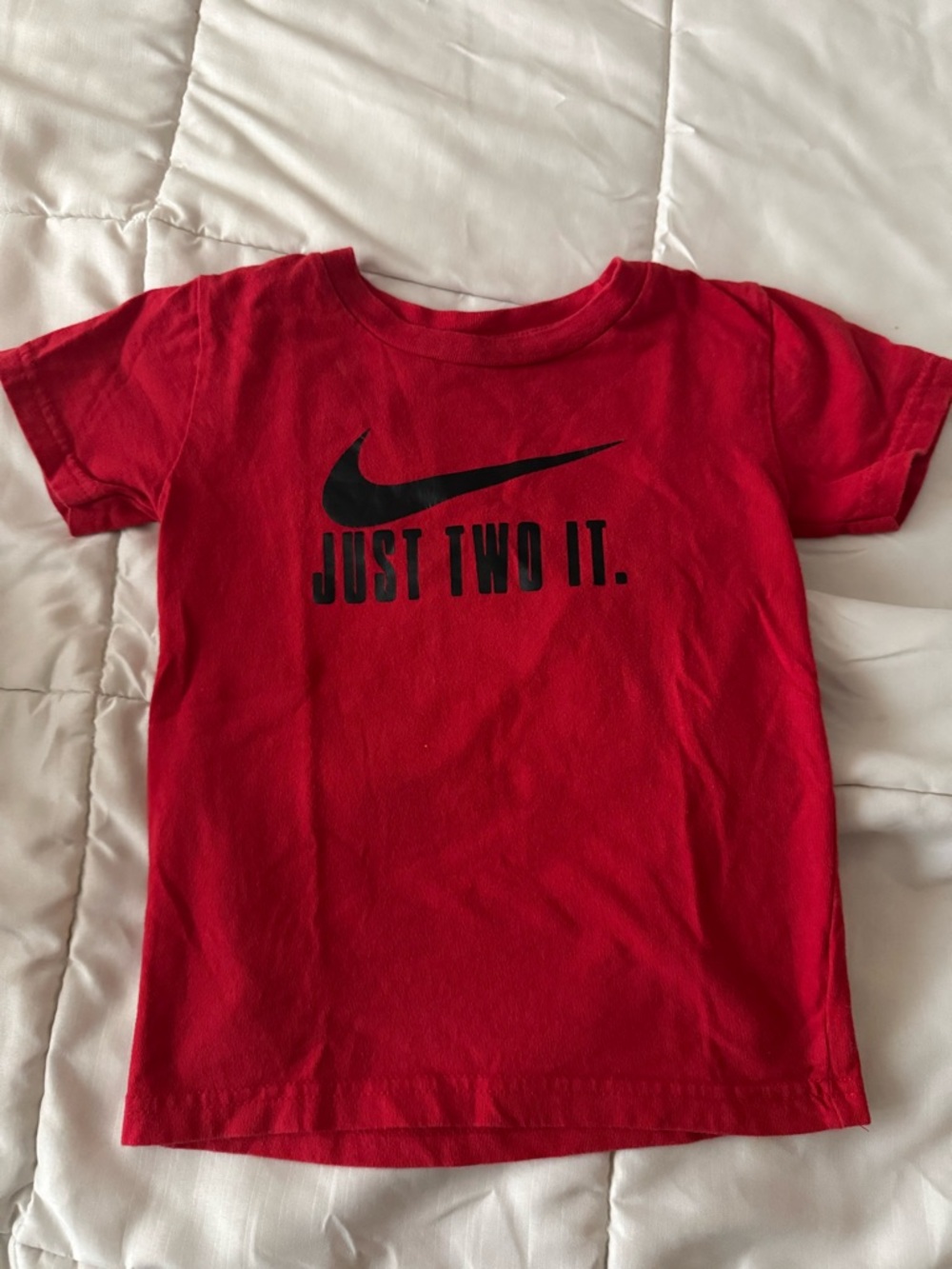 Red Short Sleeve 'Just Two It.' Graphic Tee. 2nd Birthday Theme